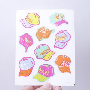 Baseball Caps, Motivation, Worte, Sticker Sheet, Markenzeichen, 1993, Schule, Lehrer, Bilder, Kinder, Vintage, Kollektion ~ 20-01-20 AA