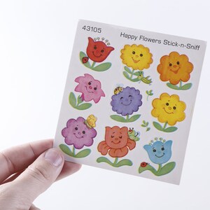Vintage Glückliche Blumen Stick-n-Sniff Scratch N &#39;Sniff Kleine Aufkleber Set Papierkarten Sammlung Einzel Sticker Blatt ~ 20-10-334