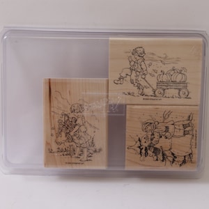 Halloween, Navidad, Semana Santa, Días festivos, Niño, Invierno, Otoño, Juego de sellos, Madera, Caucho, Sellos de mensaje, Vintage, Fabricación de tarjetas, ~ MISC-052