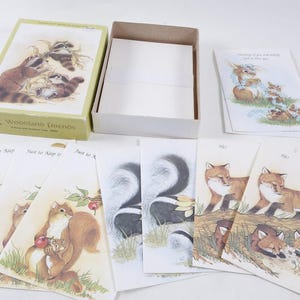 Notes d'amis des bois à l'arrêt Hallmark avec des textes pour les Écritures, ensemble de cartes pour enfants, accessoire photo design vintage ~ 20-01-869