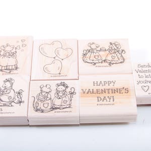 Stampin Up, Ratones Bonitos, San Valentín, Te amo, Corazones, Vintage, Juego de Sellos, Scrapbooking, Fabricación de Tarjetas, En una caja ~ Sir Stampinton ~ 524