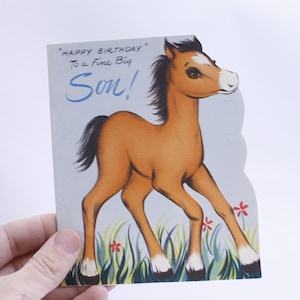 Cute Little Horse, Happy Birthday To a Fine Big Son, Greeting Card, Folding, Paper, Craft Project, Memorabilia, ~ WH-2 1273