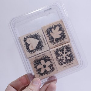 Fabriqué à partir de zéro, fleur, cœur, flocon de neige, feuille de chêne, jeu de timbres, caoutchouc, bois, timbres, fabrication de cartes, scrapbooking, artisanat, ~ WH-016 539