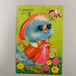 Aniversário do bebê, 2 anos, pássaro, abelha, cartão de felicitações, artesanato infantil, álbum de recortes, hobby, papel, papelaria, vintage, ESCRITOS, ~20-01-1062