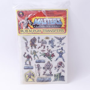 MOTU, Maestros del Universo, Transferencias Rub N'Play, Mattel, Colorforms, 1983, Artesanía, Decoración, Fabricación de tarjetas, Vintage, ~ 1258