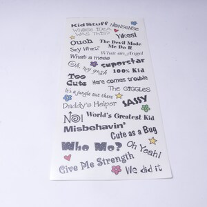 Sprüche, Nachrichten, Freunde, Superstar, Motivation, Kid, Kind, Stickerbogen, Handwerk, Hobby, Kartenherstellung, Vintage, ~ 20-02-46