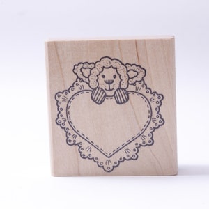 Cœur, Agneau, Cadre, Romantique, Saint-Valentin, Amour, Timbre message, Bois, Caoutchouc, Tampon, vintage, Fabrication de cartes, ~ M-01-02