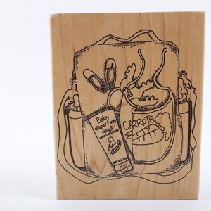 Imagen familiar llaves de bolsa de bebé - sello de mensaje - sello de goma de madera - Vintage - fabricación de tarjetas ~ 41