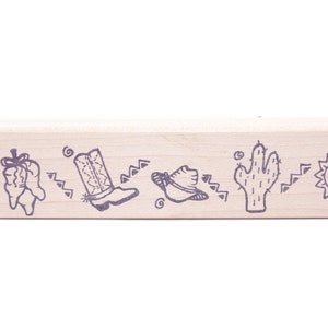 Wilder Westen, Cowboys, Wüste, Sonne, Kaktus, Stiefel, Hut, The Rubber Riot - Botschaftsstempel - Holz, Stempel, Stempel - Vintage - 20-01-103