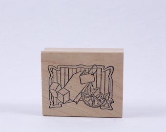Thee, Theezakje, Suiker, Citroen, - Boodschap Stempel - Houten, Rubber, Stempel - Vintage - Kaart maken ~ 20-01-133