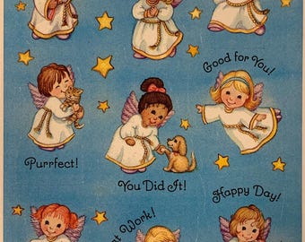 Little Angels Teacher Stickers Hallmark Cards Single Sticker Sheet 1995 School Stickers Vintage Children's Stickers ~ 20-06-195