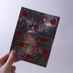 Navidad, Alegría, Bastón de Caramelo, Bola de Adorno, Invierno, Vacaciones, Hoja de Pegatinas, Sello, Artesanía, Decoración, Fabricación de Tarjetas, Vintage, ~ 20-01-345