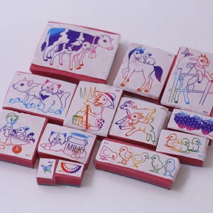 Vintage Lisa Frank Farm Animals, Message Stamp Set, Pets, LFI, Card Making, Scrapbooking, ~ 251008-WH 61