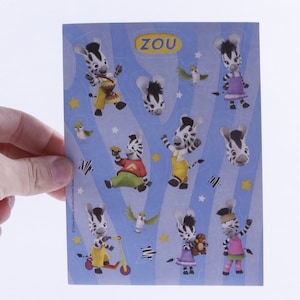 ZOU, Zebra, Sticker Sheet, Cyber Group, Scrawl, Animals, Pictures, Cartoon Characters, Children, Vintage, Collection ~ 20-14-472