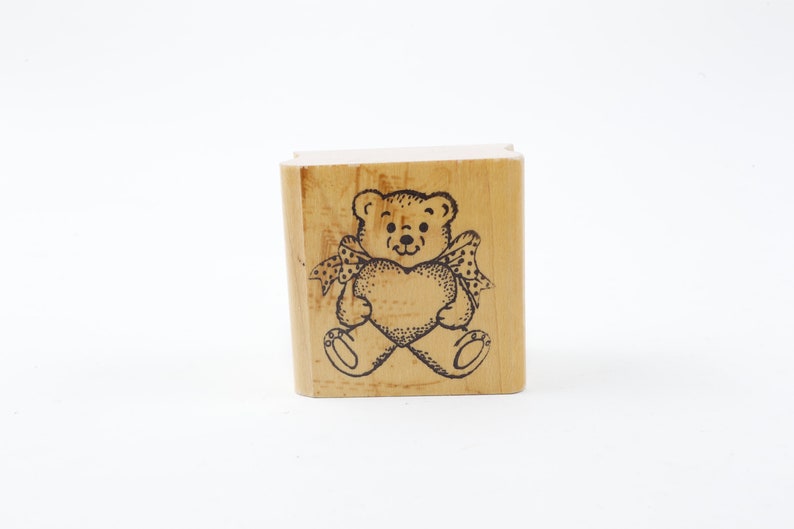 Wooden Rubber Stamp Cute Bear