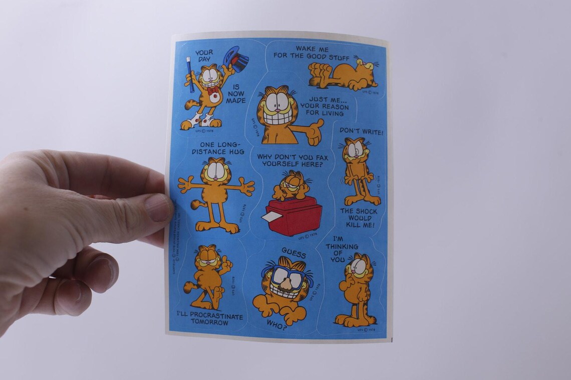 Garfield, Funny, 1978, UFS, Blue Background. Vintage, Single Sticker ...