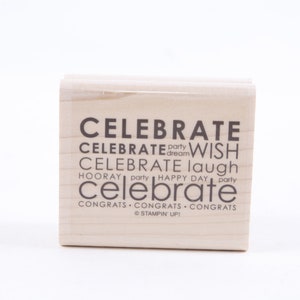 Celebrate Party Dream Wish Laugh Félicitations Hourra Stampin Up - Timbre message - Timbre en caoutchouc en bois - vintage - Fabrication de cartes ~ M-19-08