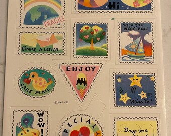 Postage Stamps, Mail, Letter, Miss You, For You, Wish You Were Here, Sticker Sheet, Hallmark, Craft, Decor, Card Making, Vintage ~ 20-01-936