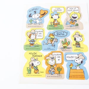Vintage, Snoopy, Peanuts Characters, Schulz, Cowboy, Cartoon, Stickers, Sheet, Puppy, Dog, Pictures, Children, Vintage Toys, ~ 362