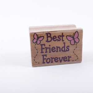 Best Friends Forever Words Phrase Friendship Butterflies - Timbre de message - Tampon en caoutchouc en bois - vintage - Fabrication de cartes ~ 20-01-20