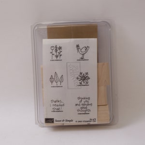 Süß & Einfach, Gute Gedanken, Danke, Blumen, Vogel, Schneeflocke, Stempel Set, Holz, Stempel, Gummi, Briefmarken, Vintage, Kartenherstellung, ~ MISC-052 203