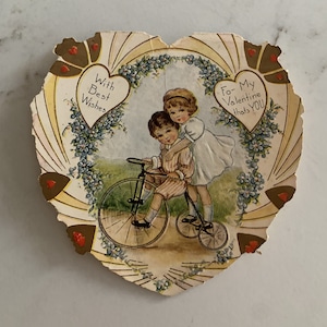 Victorien, Saint-Valentin, Fille, Garçon, Vélo, Carte de voeux, Coeur, En forme, Antique, Papier, Papeterie, vintage, ~ 221118-EB-25245 483
