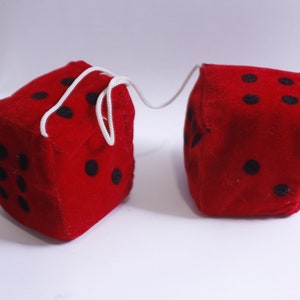 Fuzzy Dice, Hanging Dice, Plush Decoration, Vintage Style, Car Decor