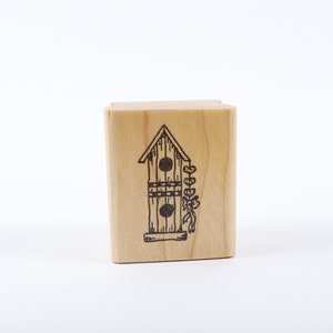 Bird House Hearts Bird Family House Warming - Timbre de message - Tampon en caoutchouc en bois - vintage - Fabrication de cartes ~ 20-01-20