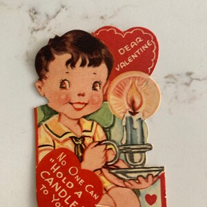 Années 1920, Saint-Valentin, Garçon, Tenir une bougie, Carte de voeux, En forme, Antique, Papier, Papeterie, vintage, ÉCRITURES, ~ 221118-EB-25245 483