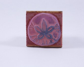 Bloem, zand dollar blad, plant, natuur - boodschap stempel - houten, rubber, stempel - vintage - kaart maken ~ 20-01-133