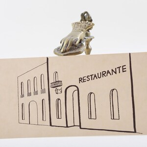 Restaurant Restaurante - Spaanse Flash Card Sepia Aged Vintage Sight Word Pictures 1950's Home Decor Flashcard Cardstock ~ 20-01-198