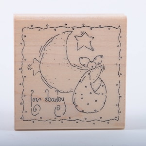 JRL Design, Para bebé, luna, estrella, álbum de recortes de forma cuadrada, fabricación de tarjetas, regalo, vintage, sello único, goma 20-09-303