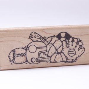 Deportes, Equipo, Fútbol, Béisbol, Baloncesto, Fútbol, DOTS, Sello de mensaje, Madera, Goma, Sello, Vintage, Fabricación de tarjetas, ~ 20-28-971