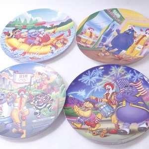 Mcdonald's Plates, Set of 4, Ronald Mcdonald, 1990s, Birthday