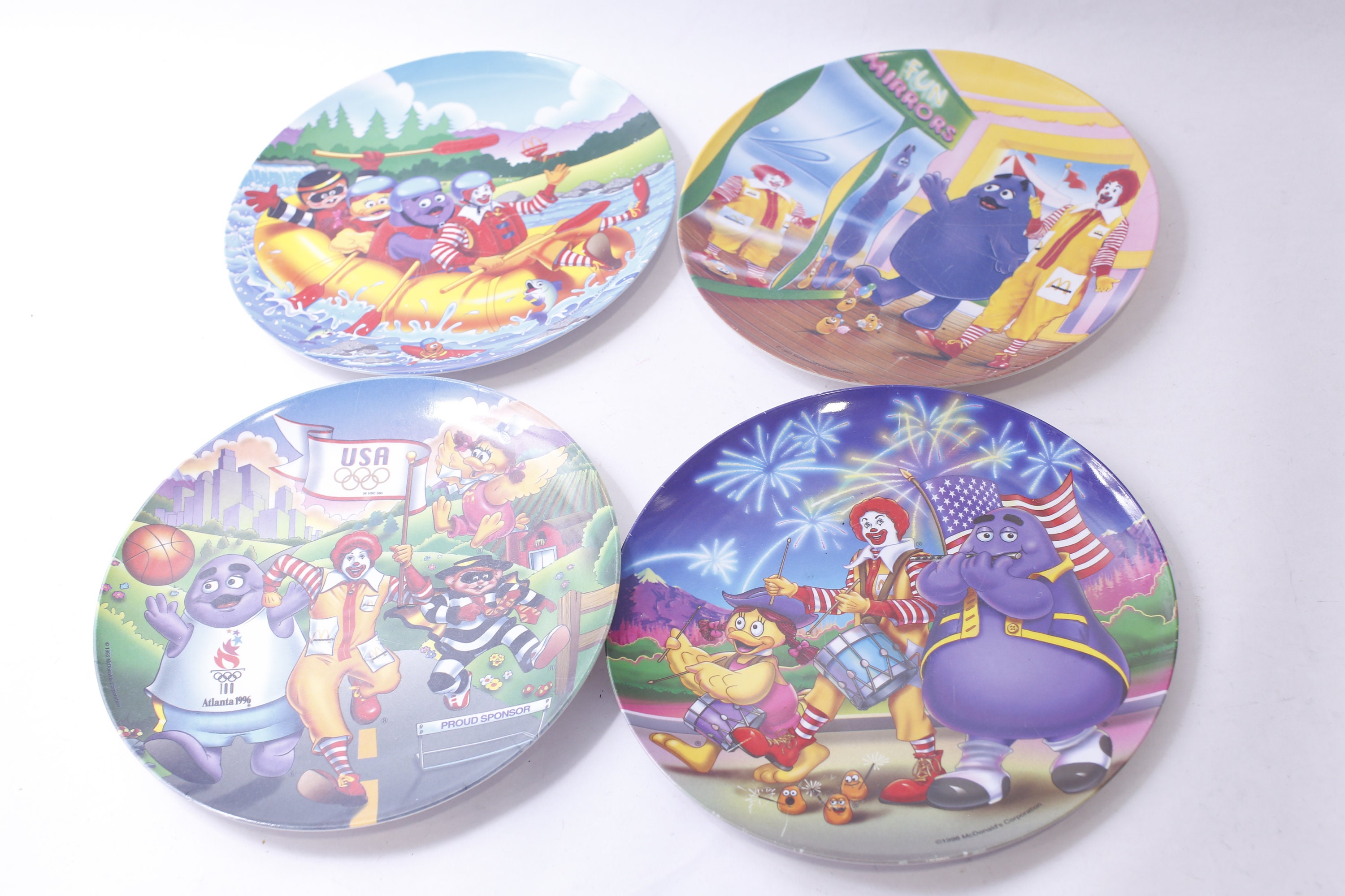 Mcdonald's Plates, Set of 4, Ronald Mcdonald, 1990s, Birthday