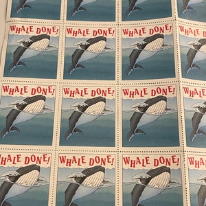 よくできました、学校、ご褒美、メッセージ、クジラ、海、面白い、切手、ステッカーシート、工芸品、装飾、カード作り、ヴィンテージ、〜 20-01-948