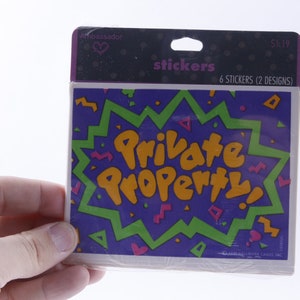 Private Property, top secret, 1991, stickers, Set, Pictures, Children, Vintage, Paper Cards ~ 20-01-541