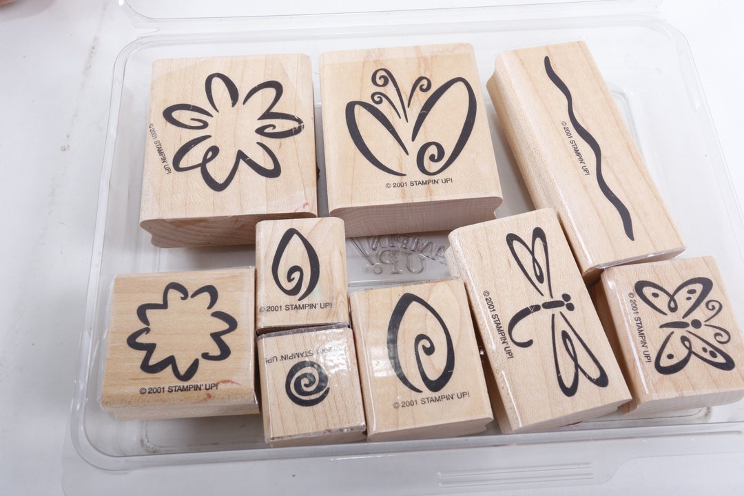 Nature Leaves Butterfly Flowers Plants Stampin up - Stamp Set Wooden ...
