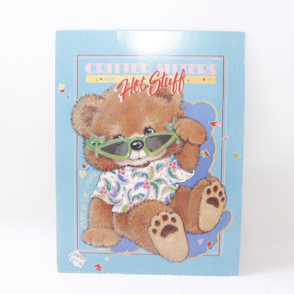 Critter Sitters, Hot Stuff, Folder, Teddy Bear, Blue, Stationery, Paper, Kids Craft, Vintage, ~ 825