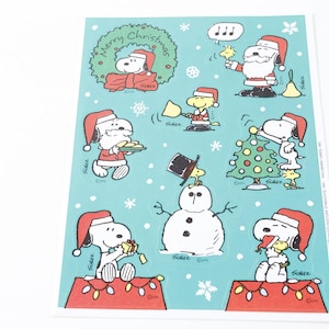 Vintage, Snoopy, Schulz, Peanuts Characters, Winter, Holidays, Cartoon, Blue, Stickers, Sheet, Dog, Pictures, Children, Vintage Toys, ~ 361
