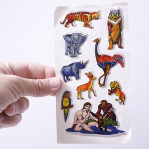 Tarzán hinchado, Animales, León, Tigre, Elefante, Oso, Colorido, 3D, Relieve, Suave, Hoja de pegatinas, Fabricación de tarjetas, Vintage, ~ 20-29-1023