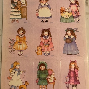 Ragazze, bambole, vestiti, vecchio stile, animali domestici, bambini, bambini, foglio di adesivi, GGI, artigianato, arredamento, creazione di cartoline, vintage, ~ 20-01-936