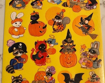 Halloween, Animals, Pumpkin, Fall, Autumn, Holiday, Sticker Sheet, AGC, Craft, Decor, Card Making, Vintage, ~ 20-01-352