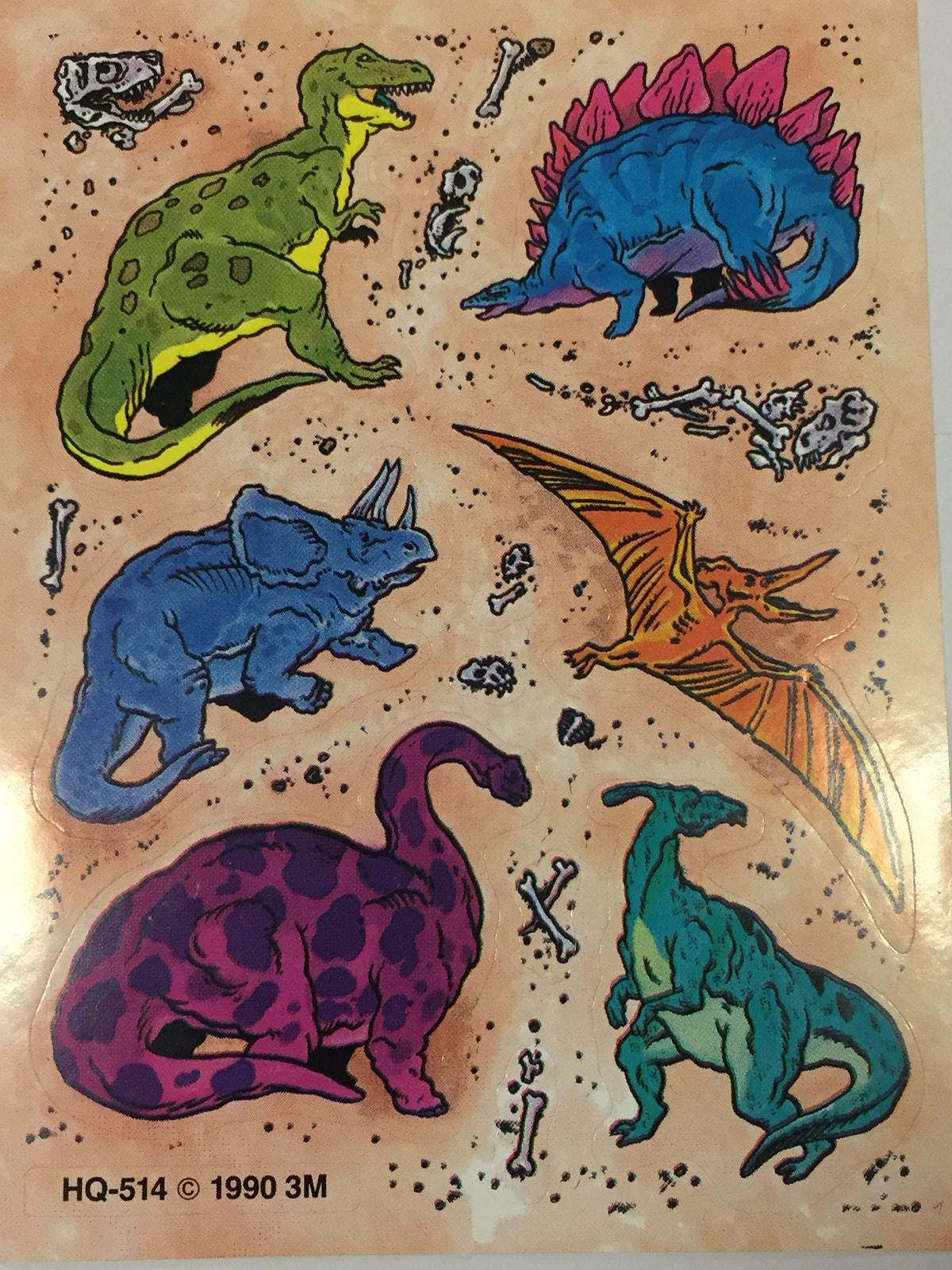 Single Dinosaur Sticker Dinosaurs Vintage Single Sticker Sheet 1990 Sticker Collecting Hallmark ...