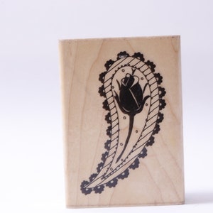 Fleur, Rose, Feuille, Motif, Goutte, Floral, Dessin TRL, Timbre message, Bois, Caoutchouc, Tampon, vintage, Fabrication de cartes, ~ M-05-02