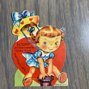 Valentijnsdag, meisje, springen, bij de kans, 4", gevormd, ambacht, scrapbooking, hobby, papier, briefpapier, vintage, GESCHRIJVEN, ~ 20-29-1029