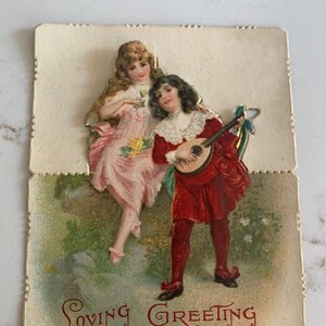 German Victorian, Valentine&#39;s Day, Loving, Couple, Greeting Card, Folding,  Antique, Paper Stationery Vintage ~ 221118-EB-25245 483