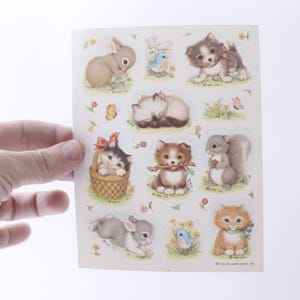 Hallmark, 1990, Coccole, Animali domestici, Gatti, Cani, Vintage, Foglio singolo di adesivi, Scrap Booking, Collezionismo, 250122-WH 88