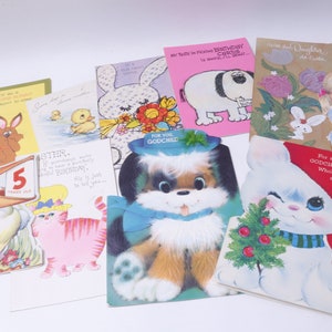 60s 70s Wenskaart Lot, Petekind, Kleinkind, Pasen, Verjaardag, Vakantie, Gebruikte Wenskaarten, Set, Levering, Kinderen, Vintage, ~ 1070