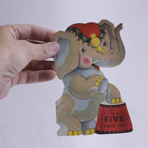 Buon compleanno, a un bambino di cinque anni, elefante, biglietto di auguri, pensieri, personalizzato, festeggiare, sincero, artistico, scritto a mano ~WH-013 214